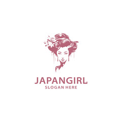Japanese girl logo vector illustration