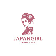 Japanese girl logo vector illustration