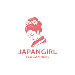 Japanese girl logo vector illustration