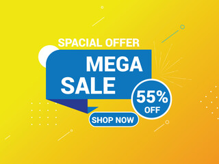 Fototapeta premium Mega Sale Banner Template, Special Offer Banner Design, Editable Text And Vector Illustration.