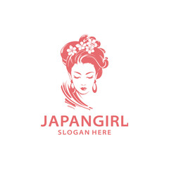 Japanese girl logo vector illustration