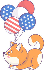 American cat with balloons