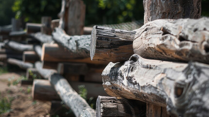 Fototapeta premium close up of old wooden fence