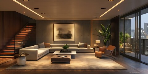 Fototapeta premium Modern minimalist living room