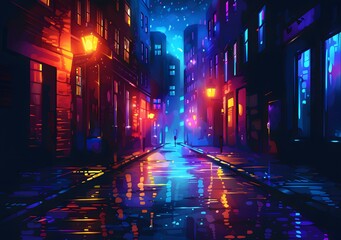 City street in the rain