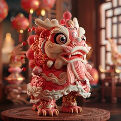 Lion dance to celebrate the Spring Festival