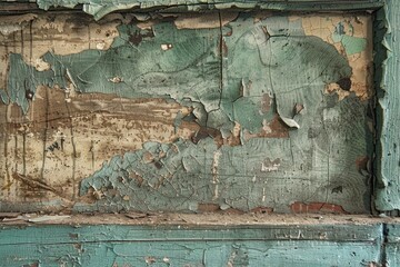 A worn-out window with flaking paint, great for use in interior design or home decor illustrations