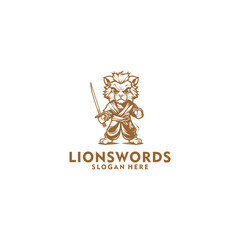 Lion sword logo vector illustration