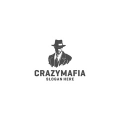 Crazy mafia logo vector illustration