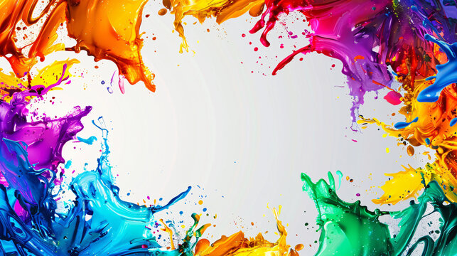 A colorful splash of paint with a blue background. The colors are bright and vibrant, creating a sense of energy and excitement. The image could be interpreted as a celebration of creativity