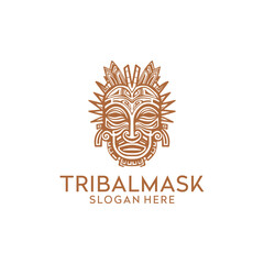 Tiki mask logo vector illustration