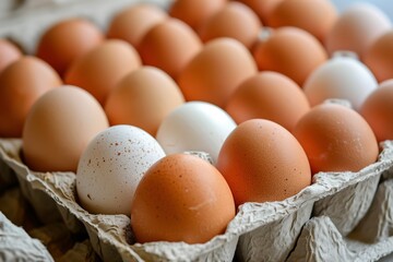 Fresh Carton of Brown and White Eggs