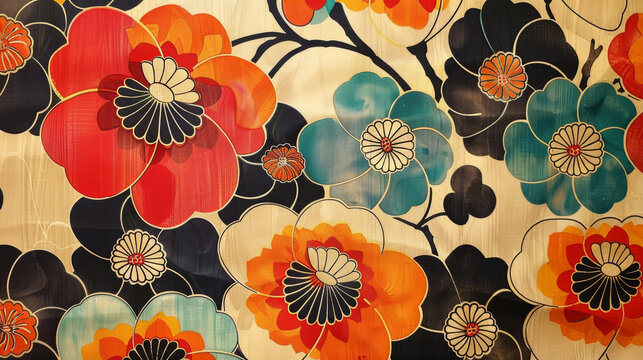 1970s Japanese funky pattern, retro, vintage, traditional asian patterns