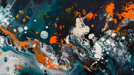 Abstract Blue Orange Painting Texture Background liquid paint glittering dots of light Sparkle and Texture Background Concept 