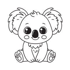 Cute koala sitting cartoon coloring page illustration vector