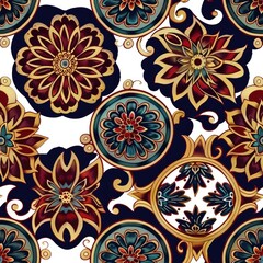 a image of a pattern of flowers and leaves on a white background