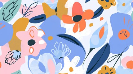 Sketch blooms flat design front view artistic theme animation vivid. Seamless Pattern, Fabric Pattern.
