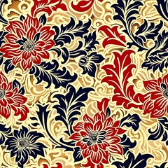 a image of a floral pattern with red and blue flowers