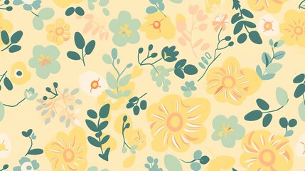 Flower wallpaper flat design top view digital theme cartoon drawing colored pastel . Seamless Pattern, Fabric Pattern.