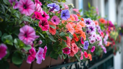 Photograph of lovely flowers taken on a balcony