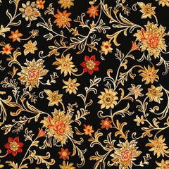 a image of a black background with a floral pattern
