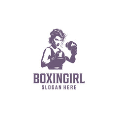 Boxing girl logo vector illustration