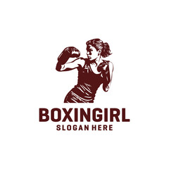 Boxing girl logo vector illustration