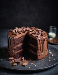 chocolate cake with strawberries and currants