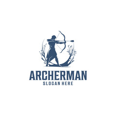 Archery man logo vector illustration