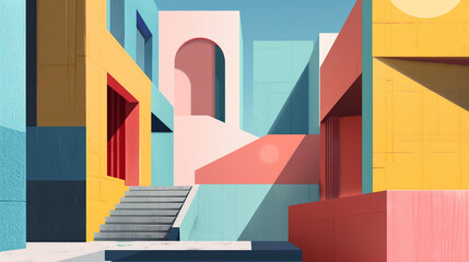 Abstract Architecture with Geometric Shapes - Modern and Artistic Background for Design Projects