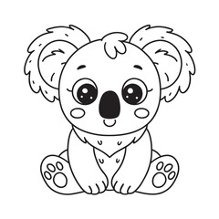 Cute koala sitting cartoon coloring page illustration vector