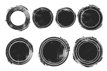 Grunge design with six overlapping circles on a white background