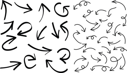 Arrow icon in hand drawn style. Handmade doodle vector illustration on isolated background.eps110