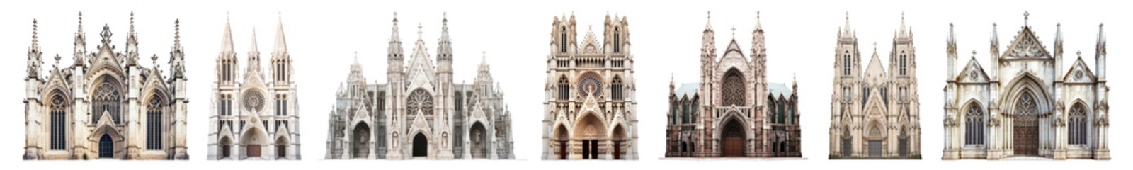 Fototapeta premium Gothic cathedral architecture png on transparent background