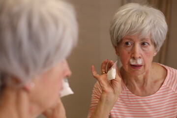 Social issues concept of drugs misuse with a mature woman  