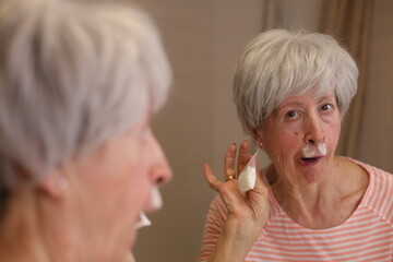 Social issues concept of drugs misuse with a mature woman  