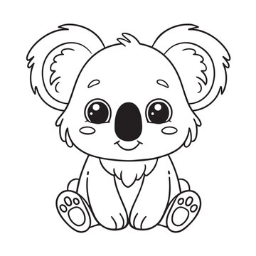 recommend clip art: Cute koala sitting cartoon coloring page illustration vector
