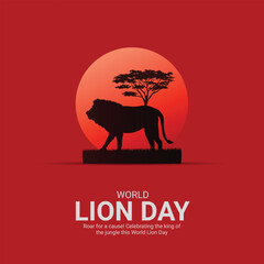 creative Lion Day ads design. Creative World Lion Day, August 10, vector, 3d illustration