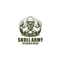 Skull army logo vector illustration