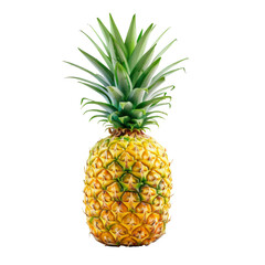 Fototapeta premium High-resolution image of a fresh and ripe pineapple with vibrant colors isolated on a white background. Generated AI