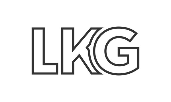 LKG logo design template with strong and modern bold text. Initial based vector logotype featuring simple and minimal typography. Trendy company identity.