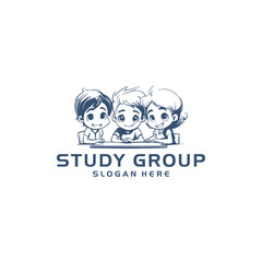 Studying kids logo vector illustration