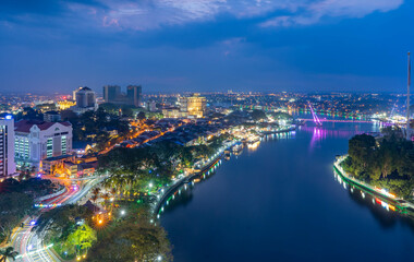 city skyline at night