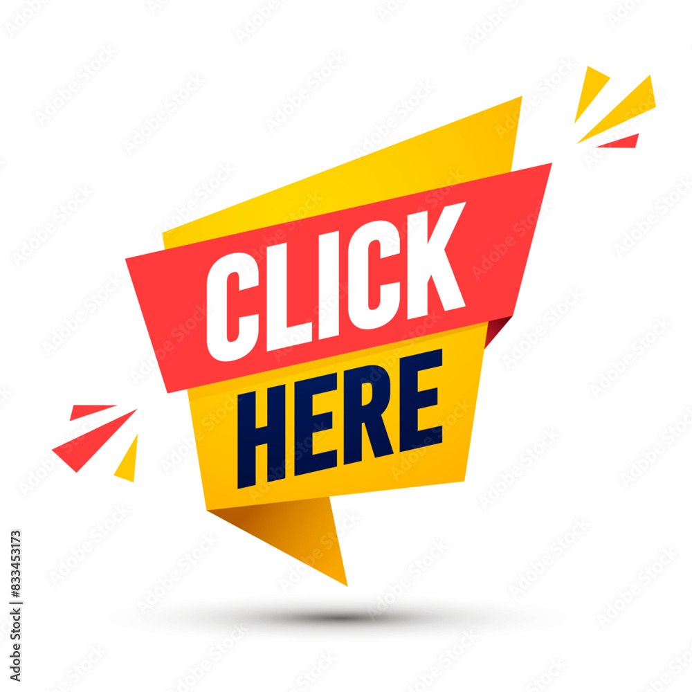Poster dynamic speech bubble banner with text click here
