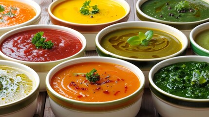 Colored vegetable cream soups