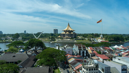 kuching city with highish flag poll