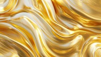 Abstract golden liquid background with wavy textures and smooth metallic flow