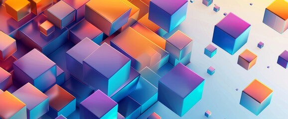 Obraz premium 3D abstract colorful cubes background, copy space, place for text