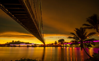 city harbour bridge at sunset