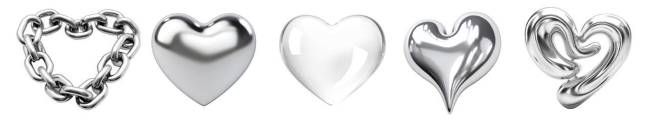 Obraz premium 3D chrome heart shape set
